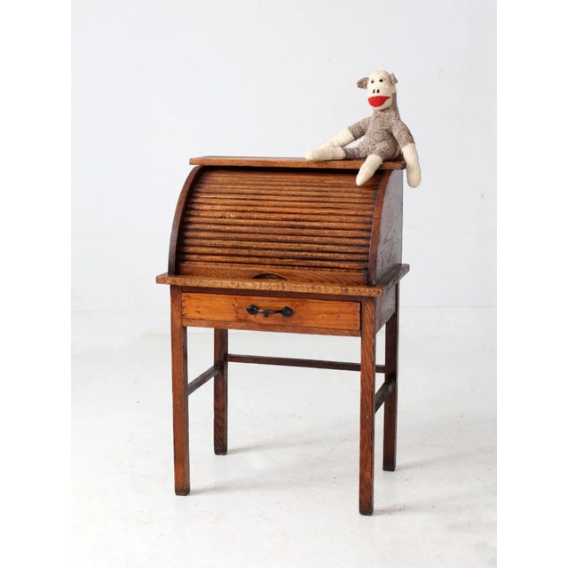 Antique Child's Roll-Top Secretary Desk For Sale - Image 6 of 6