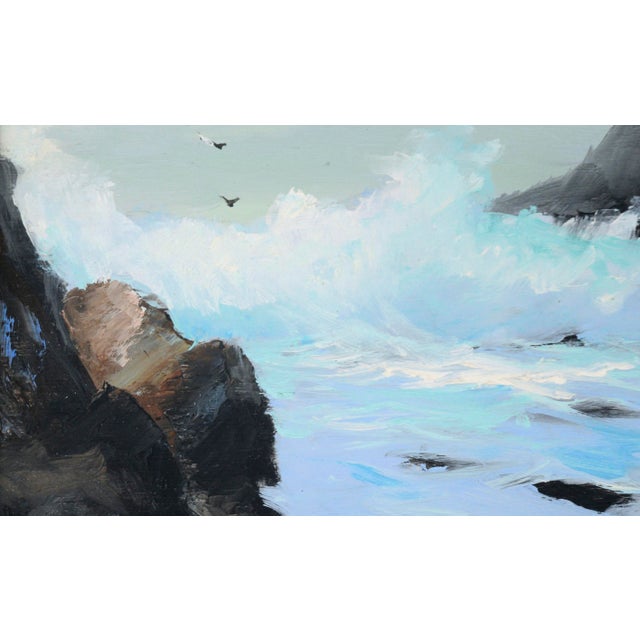 Crashing Waves - Big Sur Coastal Cove Original Oil on Masonite by Stephen John Skerce For Sale In Monterey, CA - Image 6 of 8