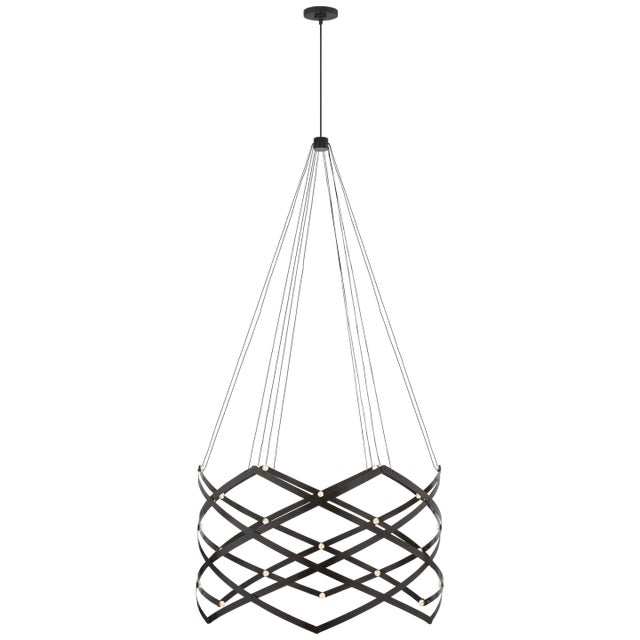 Visual Comfort Peter Bristol for Visual Comfort Signature Interlace Expandable Chandelier in Matte Black For Sale - Image 4 of 7
