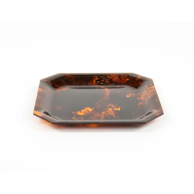 Bowl Centerpiece Trays in Tortoiseshell Acrylic Glass, Italy, 1970s, Set of 9 For Sale - Image 9 of 11