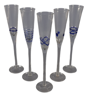 Murano Glass Flute Glasses, 1970s, Set of 5