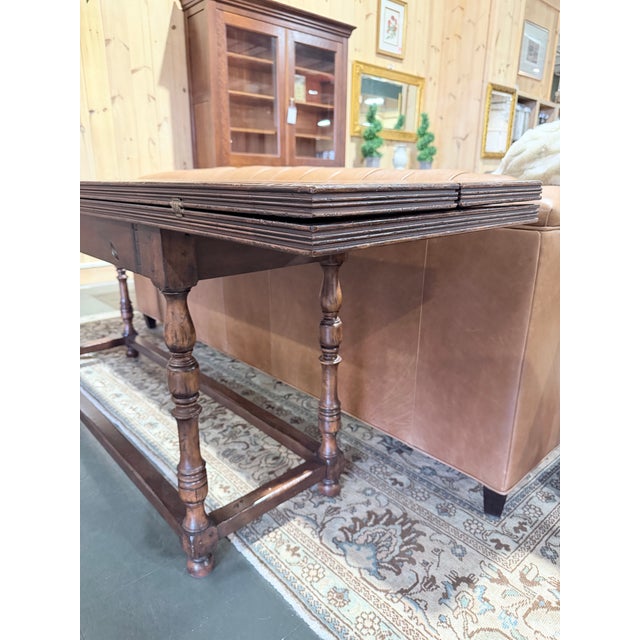 Jonathan Charles Walnut Hunt Hinged Leaf Table For Sale In New York - Image 6 of 9