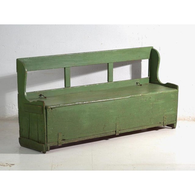 Antique Painted Storage Bench in Pine, 1900 For Sale - Image 13 of 13