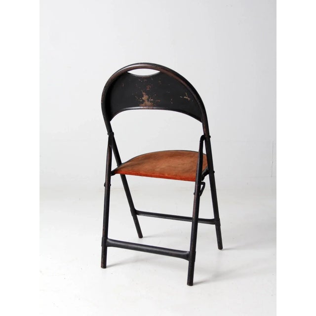 Vintage Metal Folding Chair For Sale - Image 11 of 13