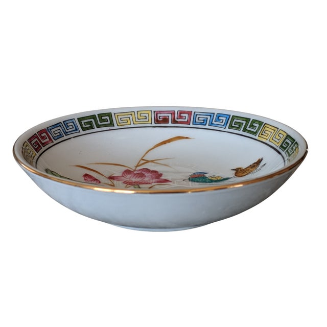 Mid 20th Century Mid 20th Century Chinoiserie Greek Key Porcelain Trinket Dish For Sale - Image 5 of 7