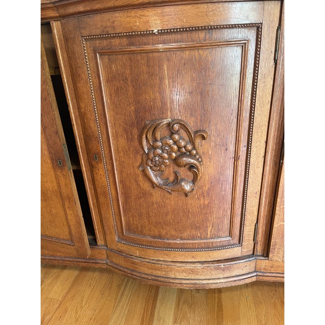 French Provincial Louis XV Carved Oak Marble Top Sideboard Buffet For Sale In Seattle - Image 6 of 9