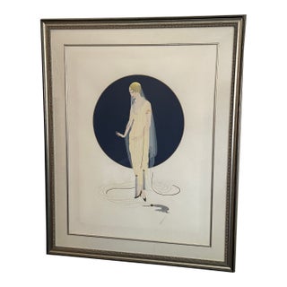 Erté “Devotion” Hand-Signed Embossed Art Deco Serigraph With Foil, 1987, Custom Framed For Sale
