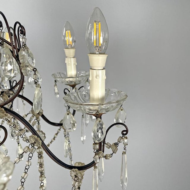 Italian Glass Drop Chandelier with Metal Structure, 1950s For Sale - Image 11 of 18