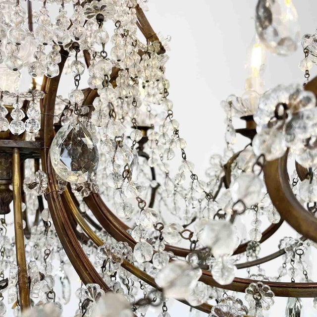 Italian Beaded Crystal 10-Light Dining Room Chandelier, 1950s For Sale - Image 4 of 15