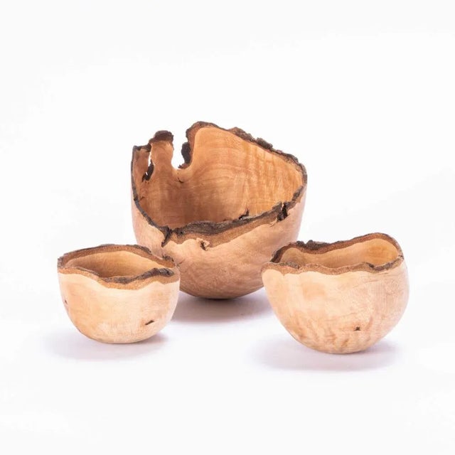 Wood Hand Turned Bowls from Tyler & Tara, Set of 3 For Sale - Image 5 of 10