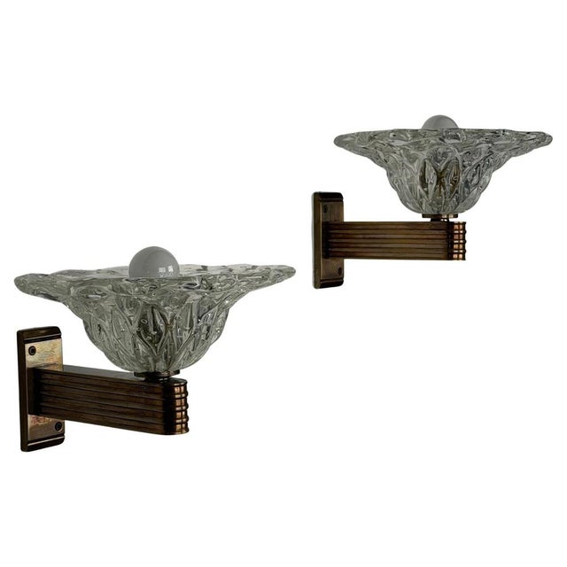Sculptural Bullicante Glass Wall Sconces from Barovier & Toso, 1940s, Set of 2 For Sale - Image 18 of 18