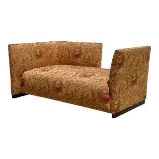 Vintage Postmodern Lions Head Tete a Tete Sofa For Sale