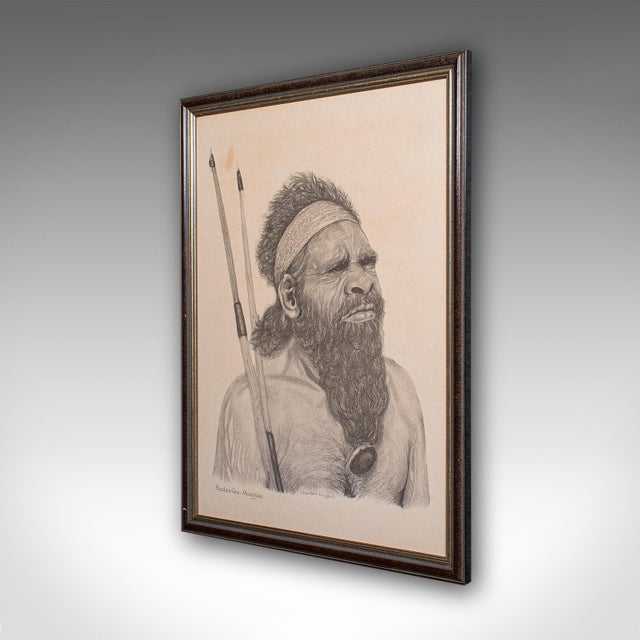 English Vintage Aboriginal Man Portrait, Indigenous Australian Framed Art Print, Picture For Sale - Image 3 of 9