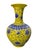 Vibrant and elegant Yellow and cobalt blue Chinese Famille Jaune Porcelain Onion Shape vase decorated with peonies The...