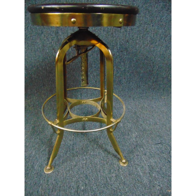 Industrial Industrial Style Adjustable Brass Bar Stool For Sale - Image 3 of 5