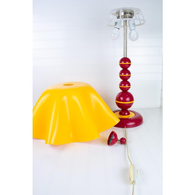 Plastic Vintage Post Modern Hard Moulded Table Lamp With Shade For Sale - Image 7 of 12