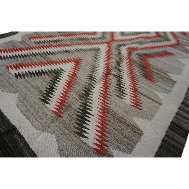 Gray 1920s Antique Artistic Tribal Geometric Flatweave Native American Navajo Rug For Sale - Image 8 of 9