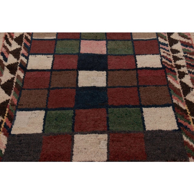 Rug & Kilim Vintage Swedish Rya Rug, Multi-Color Checkerboard With Tribal Border - Rug & Kilim For Sale - Image 4 of 8