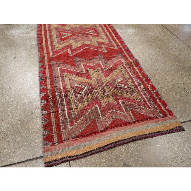 Brick Red Galerie Shabab Collection Mid-20th Century Turkish Anatolian Tribal Runner For Sale - Image 8 of 10