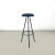 Italian mid-century modern three legs black metal and blue fabric stool, 1950s High bar stool with round base. The seat is...