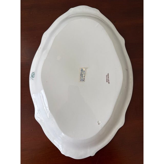 Antique English Green and White Oval Serving Platter For Sale - Image 15 of 15