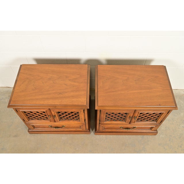 Drexel Spanish Colonial Carved Walnut Nightstands, Pair For Sale - Image 14 of 17