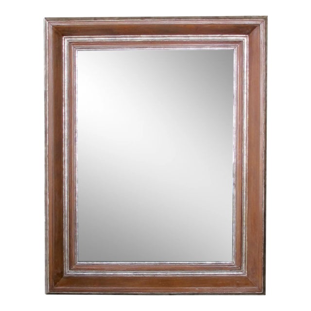 A Handsome and Large-Scaled English Pickled Beechwood and Silver-Gilt Cushion Mirror For Sale