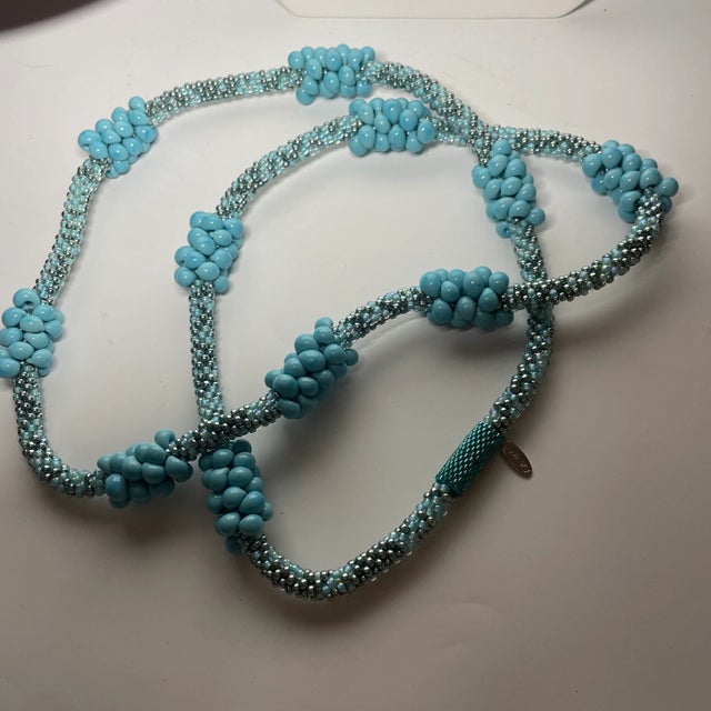 2020s Turquoise Glass African Bead Hope Necklace by Same Sky For Sale - Image 5 of 7