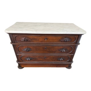 Antique Mid-19th Century Walnut Marble-Top Chest For Sale