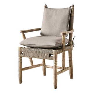 Rustic European Rush Seat Armchair For Sale
