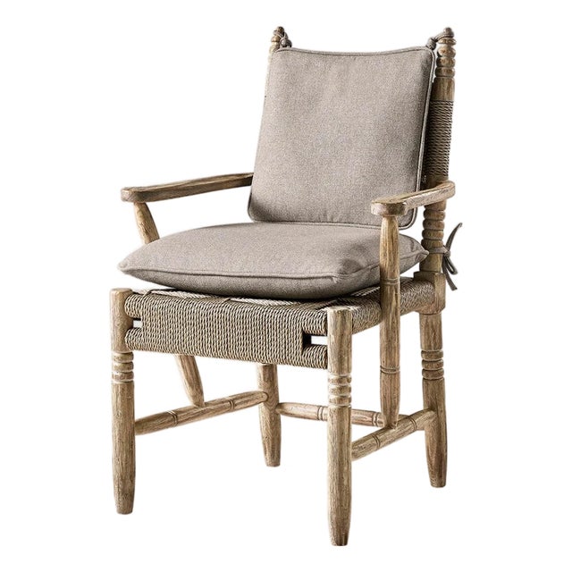 Rustic European Rush Seat Armchair For Sale
