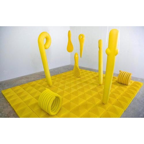 Contemporary Wall Tiles in Yellow Wty#03 Sculptural Object by Caspi Ceramics Nl For Sale - Image 3 of 7