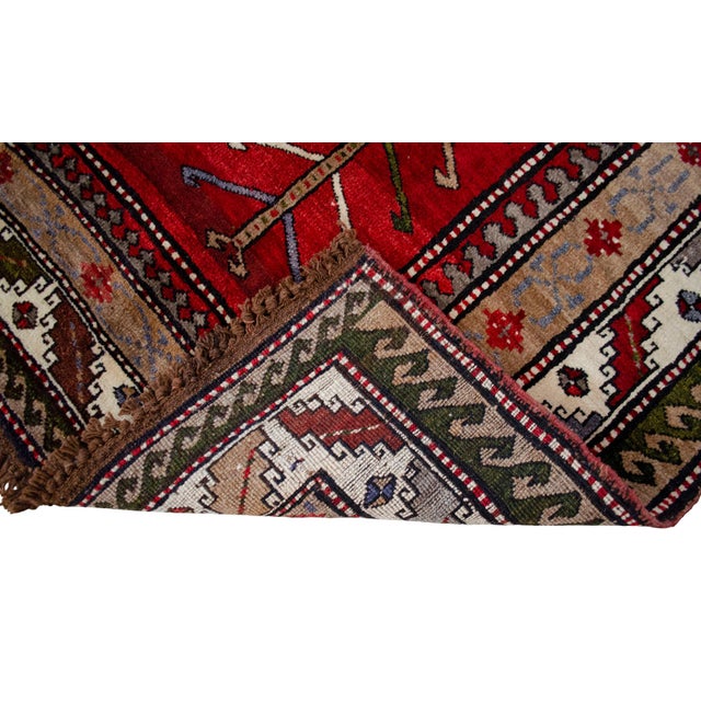1960s Hand Knotted Turkish Rug Tribal Pure Natural Wool Large Area Rug For Sale - Image 13 of 17