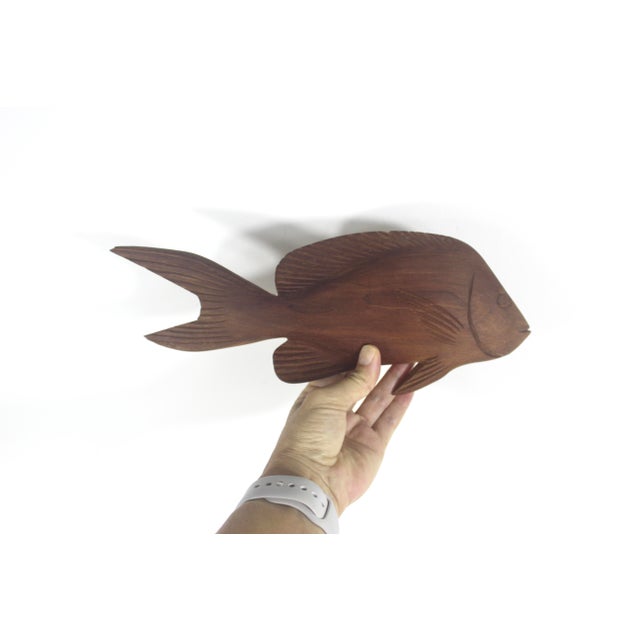 Cabin Vintage Hand Carved Wood Fish Wall Decor For Sale - Image 3 of 12
