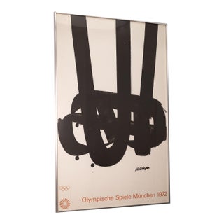 Pierre Soulages Olympische Spiele München 1972 Vintage Exhibition Poster Framed For Sale