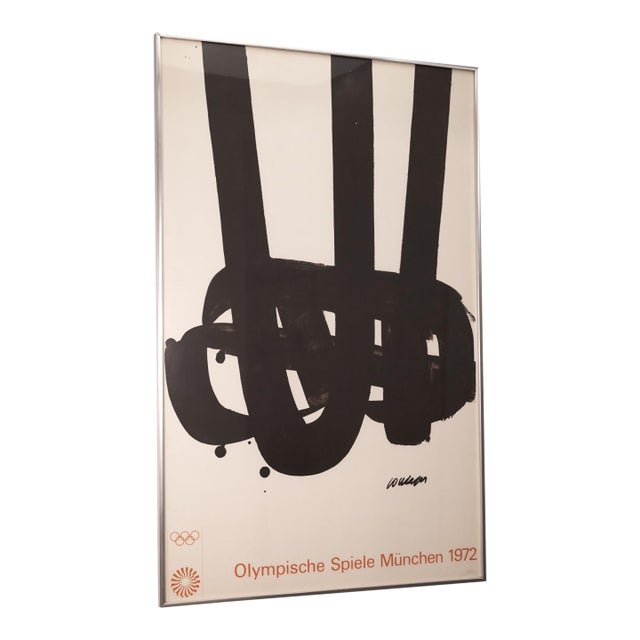 Pierre Soulages Olympische Spiele München 1972 Vintage Exhibition Poster Framed For Sale