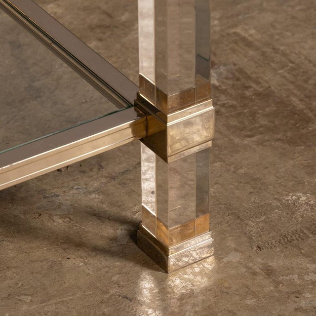 French Brass and Acrylic Glass Console Table by Pierre Vandel, 1970 For Sale - Image 9 of 15