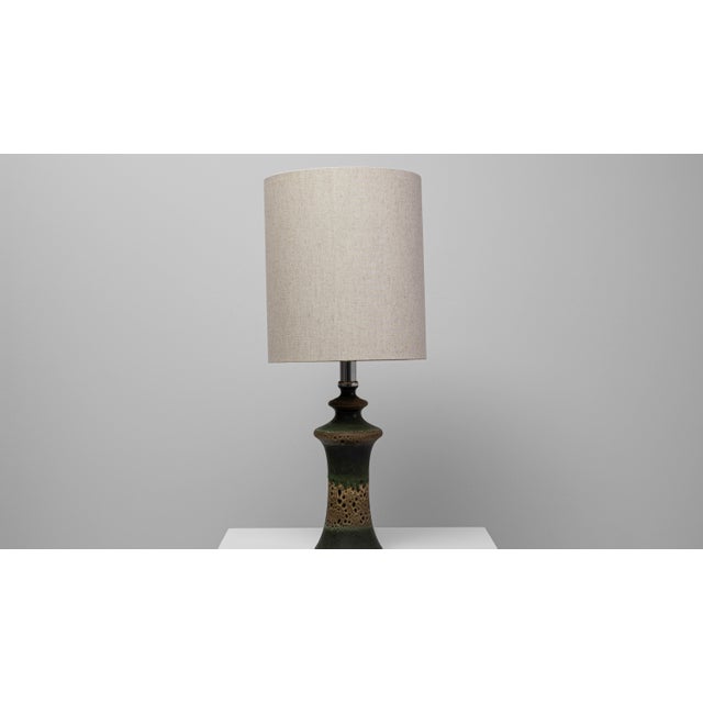 1960s German Green Ceramic Table Lamp For Sale - Image 11 of 18