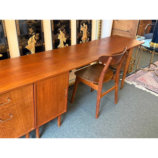 Mid 20th Century Teak Wood Office Desk With Cabinet For Sale - Image 11 of 18
