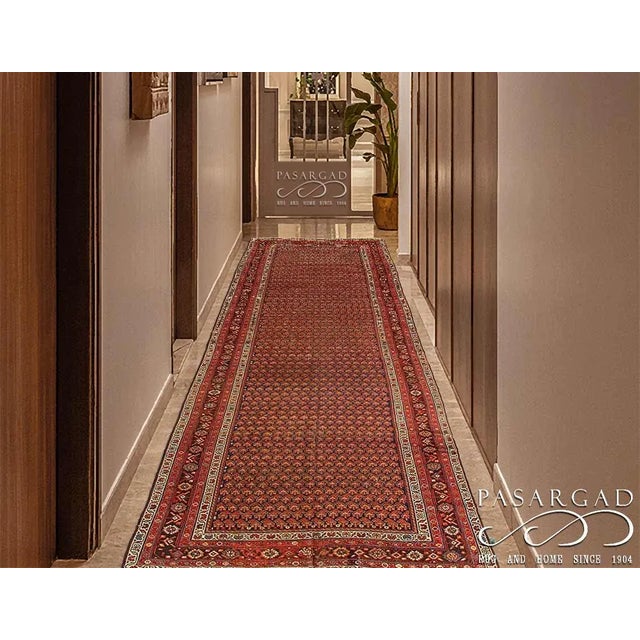 1920s Pasargad DC Red and Blue Hand Knotted Hamadan Rug For Sale - Image 4 of 4