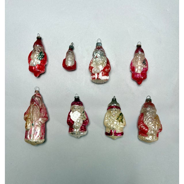 Collection of 8 Antique German Mercury Glass Santa Claus Christmas Ornaments, C. 1920–1940 For Sale - Image 13 of 18