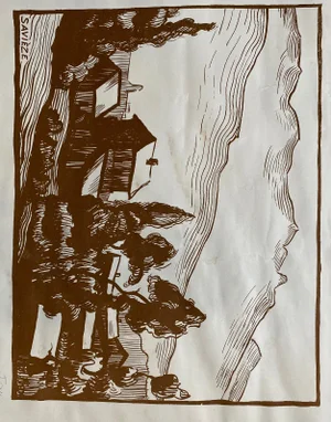 Fred Fay, Savièze, 1950s, Engraving