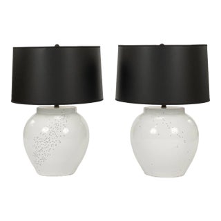 Pair of Artist-Made White Ceramic "Ant" Lamps For Sale