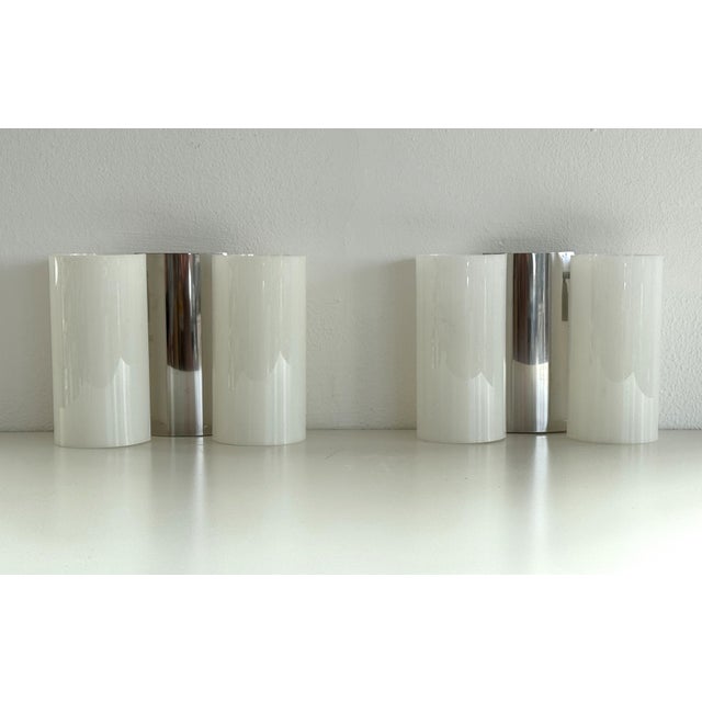 Italian Wall Sconces in Curved Plastic and Chrome, 1970s, Set of 2 For Sale - Image 9 of 12