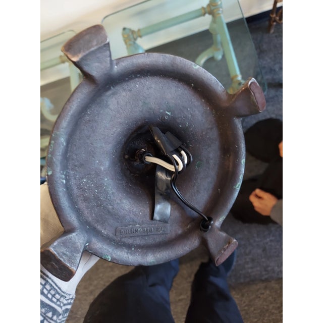 Metal Antique Early 20th Century the Beginning Bronze Table Lamp With Quezel Shades For Sale - Image 7 of 12