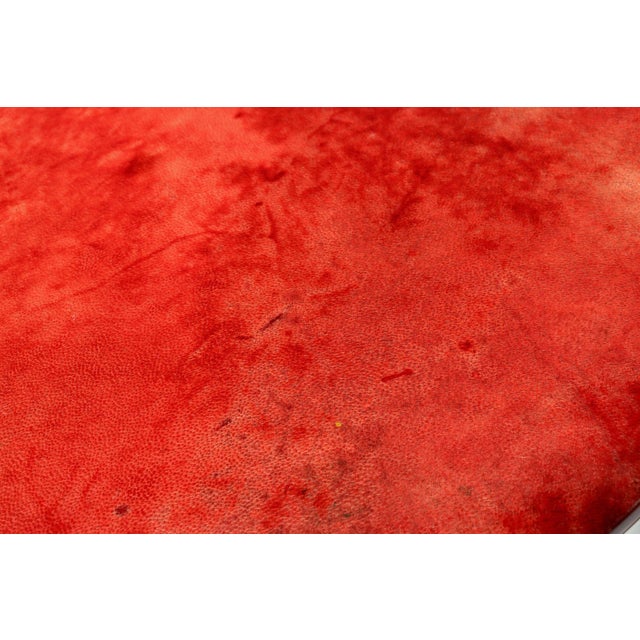 Large Italian Modernist Round Tray in Brass and Dyed Red Goatskin by Aldo Tura For Sale - Image 16 of 18