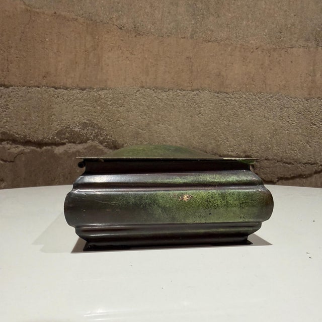 Art Nouveau T K Bronze Denmark Bronze Cigarette Box Art Deco or Art Nouveau Verdigris For Sale - Image 3 of 11