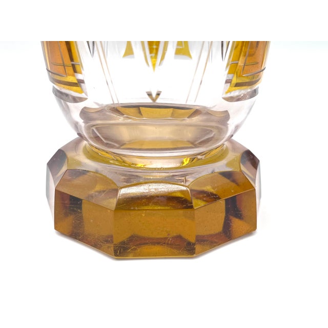 Orange Antique Bohemian Biedermeier Crystal Vase attributed to Moser Carlsbad, 1850 For Sale - Image 8 of 16