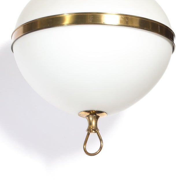 Mid-Century Modern Murano Glass & Brass Banded Detailed Pendant Chandelier For Sale - Image 11 of 18