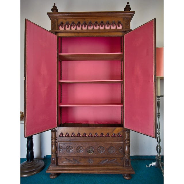 Brown Carved Oak Wardrobe, Brittany, France, 1900 For Sale - Image 8 of 15